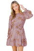 Lantern Sleeve Deep V Neck Knotted Tiered Mini Dress